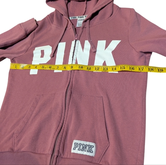 PINK Victoria's Secret size Small Pink Zip Up Hoodie Metallic Logo - Picture 5 of 6